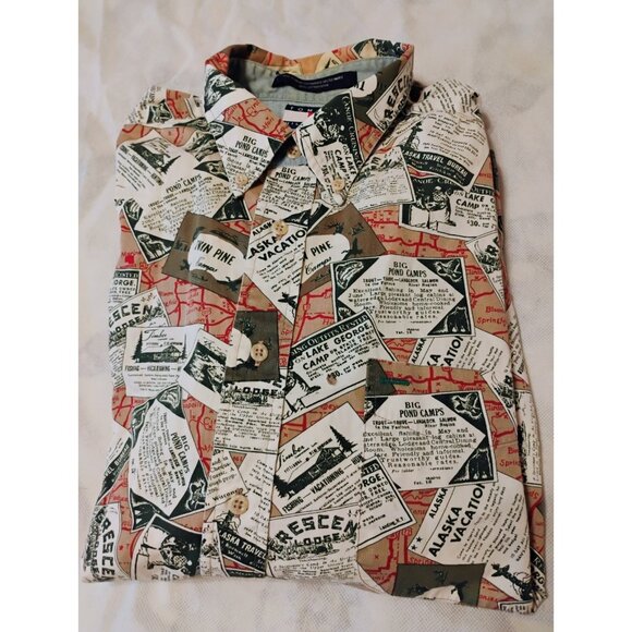 Vintage Tommy Hilfiger Shirt Twin Pines Long Sleeve Button Down Mens Large - Picture 1 of 8